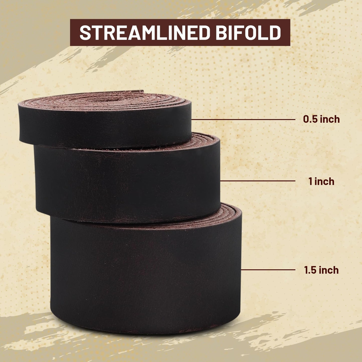Genuine Buffalo Leather Strap for Crafts - Handcrafted Durable Full Grain Leather Roll - Leathercraft Accessories for Bracelet Making, Belt Making Supplies, Keychains, Dog Collars, & More (1.5” x 60”)