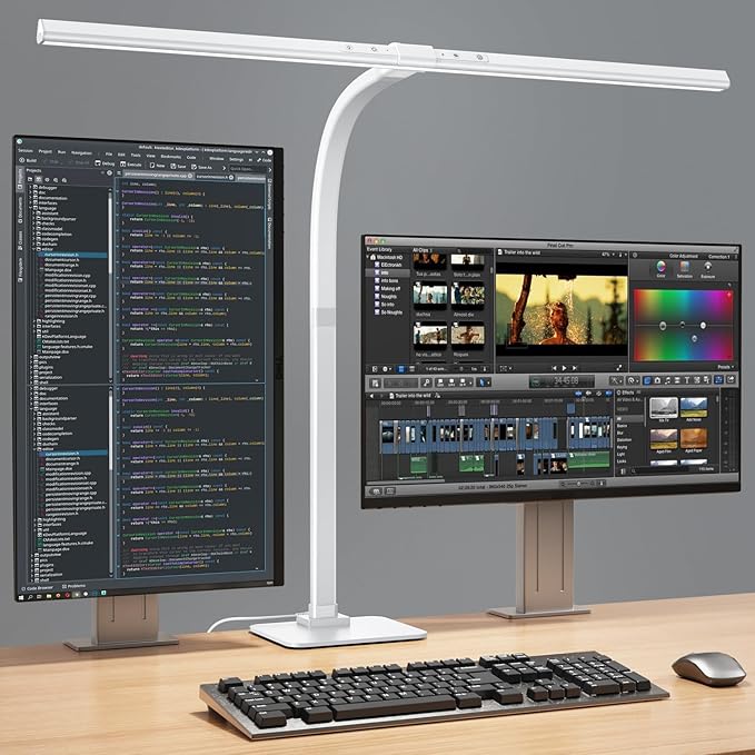 KableRika Desk Lamp, 24W 1200lumen Brightest LED Desk Lamp for Home Office, 31.5" Wide Dimmable Architect Task Lamp with Base,Eye Protection Tall Desk Light for Workbench Office Lighting Computer