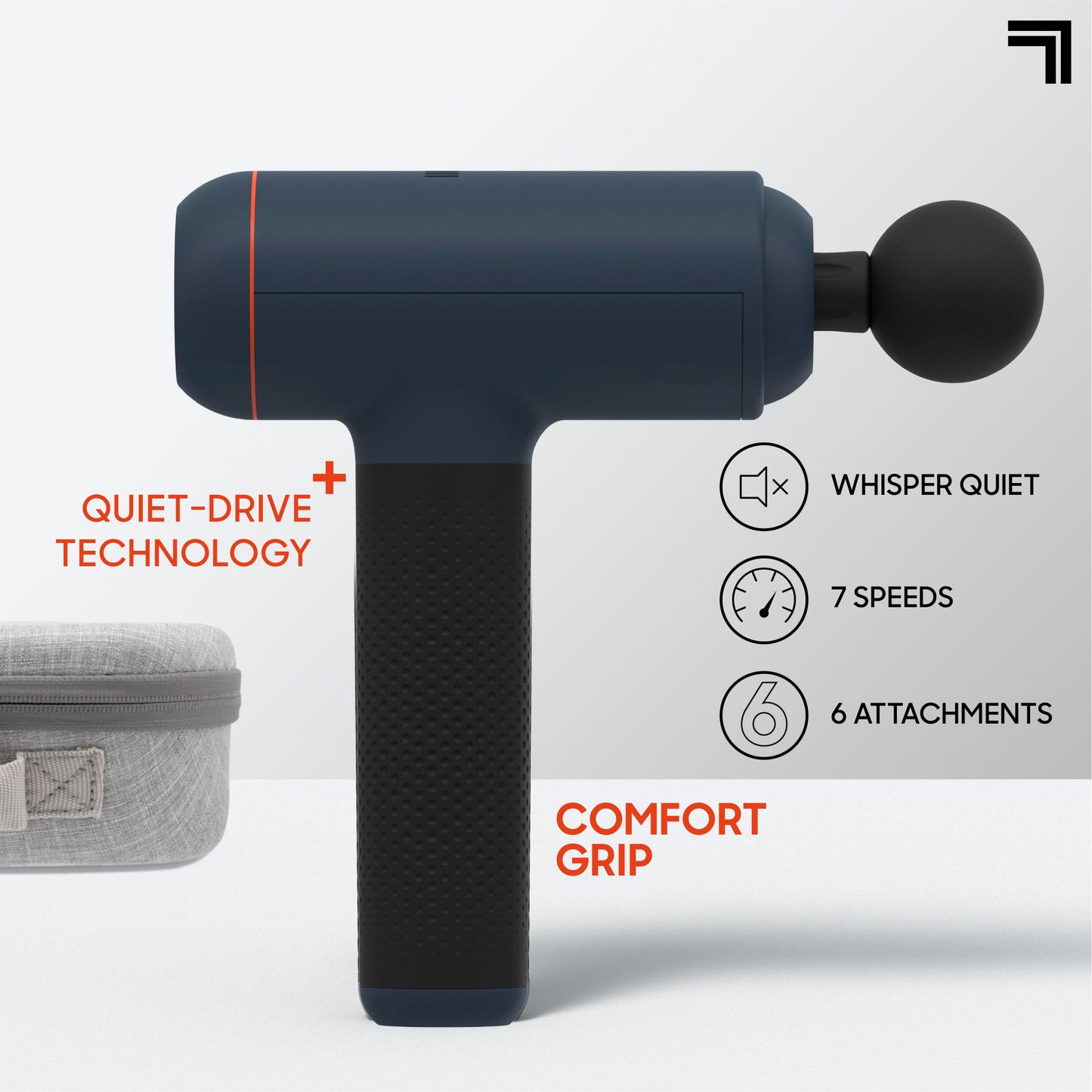 Sharper Image Powerboost Massage Gun – Deep Tissue Percussion Massager| 5 Attachments, 6 Speed| Shoulder Back Leg Muscle Recovery & Pain Relief Massage Tool| Massager Gun| Men & Women Gift
