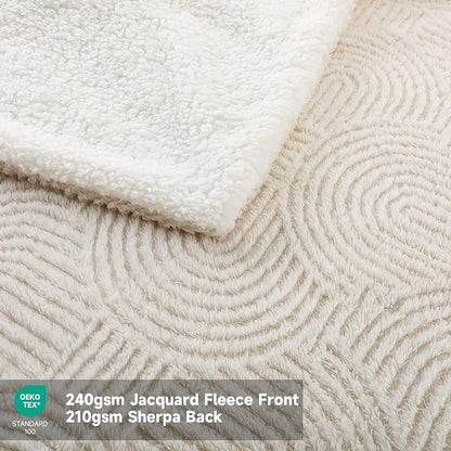 Heated Blanket King Size - 100"x90" Cozy Soft Jacquard Heating Blanket with 4 Heat Levels & 10 Hours Auto-Off, Jacquard Fleece, Overheating Protection, Warm Gifts, Cream