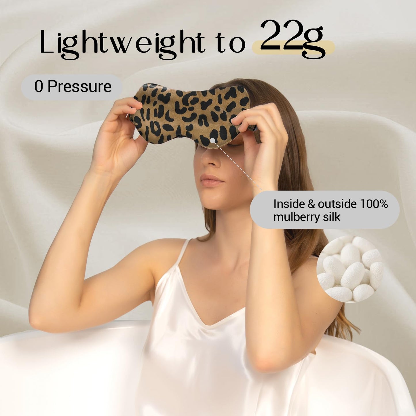ZIMASILK Adjustable 100% 22 Momme Mulberry Silk Sleep Mask for Sleeping, Filled with Premium Mulberry Silk, Softest & Breathable Blackout Eye Sleeping Mask (Black)