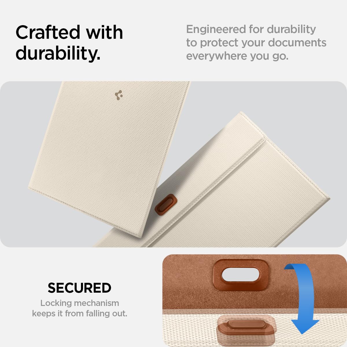 Spigen Hyper-Slim Car Registration and Insurance Card Holder for All Cars | ID License Essential Documents Holder [Tesla Model Y Juniper (2025/26) & 3/Y/S/X/Cybertruck] Car Essentials - Dune Beige
