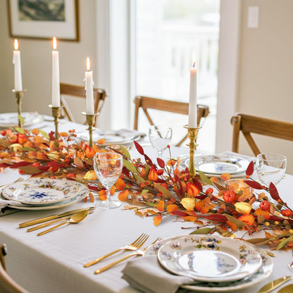 Fall Decor, Fall Garland, 6FT Autumn Eucalyptus Leaves Pumpkin Harvest Festival Thanksgiving Christmas Hanging Garlands for Home Wedding Mantle Indoor Window Wall Arch Background Decoration