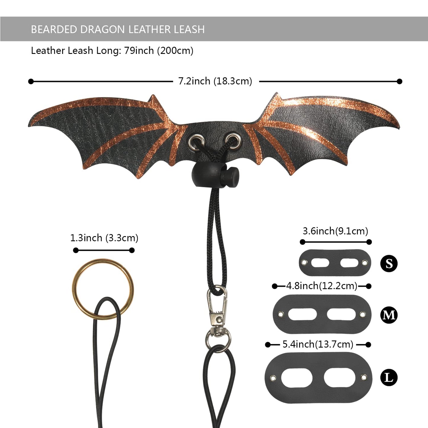 Bearded Dragon Leash and Harness Set, Beardie Carrier, Lizard Adjustable Harness with Leather Wings and Sling Bag, Reptile Small Pet Backpack Batwing Accessories (Leopard Pattern)