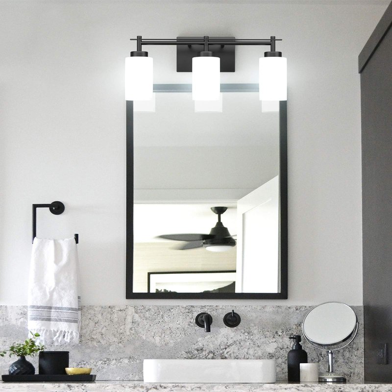 Aipsun Black Vintage Vanity Light, Bathroom Vanity Lighting Fixtures Industrial Vanity Light for Bathroom Black Wall Light Over Mirror(Exclude Bulb)