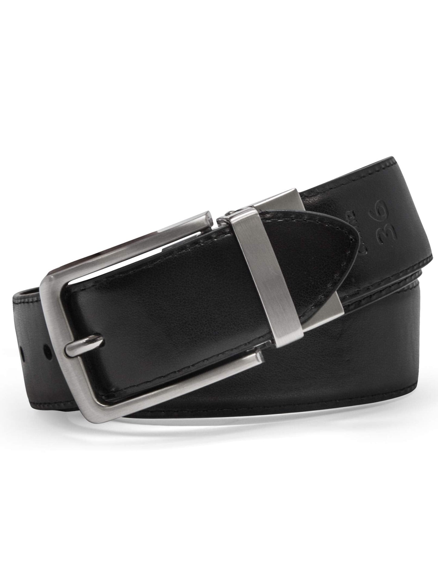 Steve Madden Reversible Men's Dress Casual Every Day Leather Belt, Brown/Black, 36