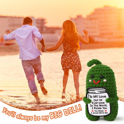 I Love You Gifts for Her, Him, Wife, Husband, Couple, Romantic Gifts for Boyfriend Girlfriend, Anniversary Perfect Gifts for Women Men, Handmade Crochet Pickle
