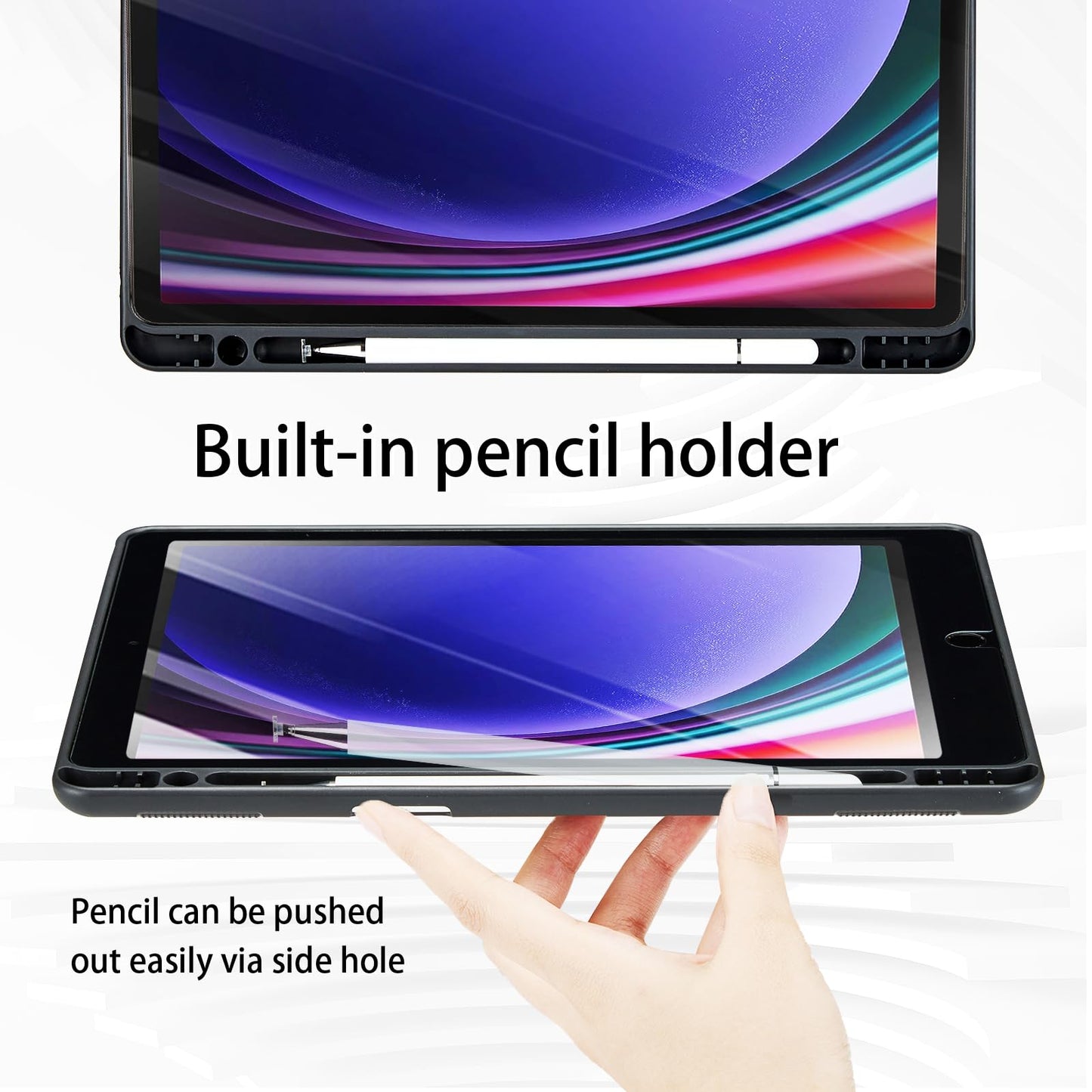 Case for Samsung Galaxy Tab S10 Lite/ S10 FE/ S9 FE 10.9 Inch/ S9 11 Inch, PU Leather Folio Case with S Pen Holder and Pocket, Auto Wake/Sleep Smart Tablet Cover, Black