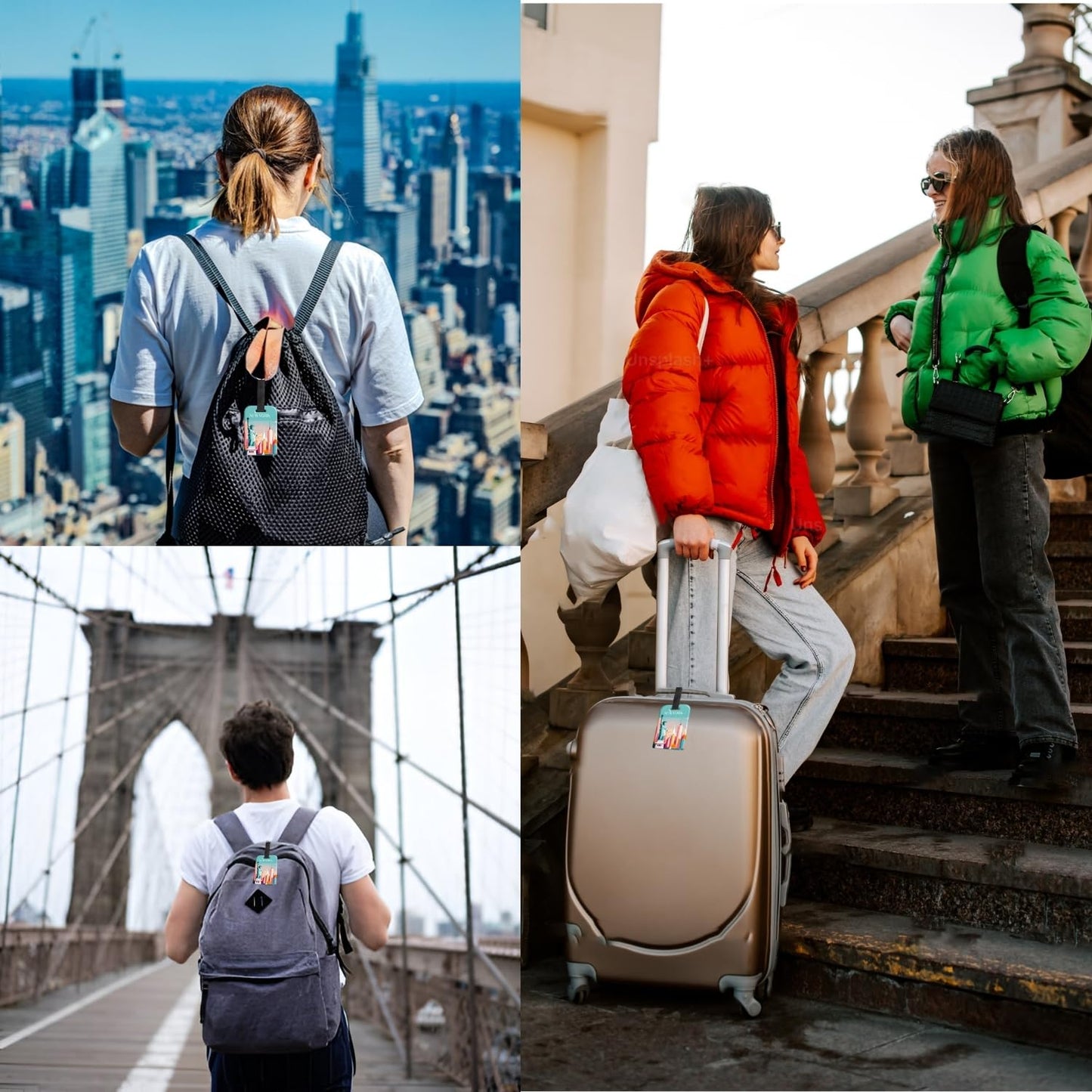[Pack 2] tag8 New York City Smart Luggage tag |Trendy Luggage tag ID Identification, Fashionable Digital Name tag | Airline Compliant, SITA World Tracer Code Enabled | Gift idea