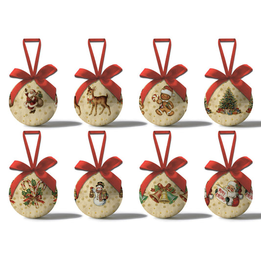 Vintage Christmas Decor 16Pcs - Vintage Christmas Ornaments Tree Decorations Hanging Balls, Classic Decorations Ball 2.36 Inch for Xmas Tree Party Home Holiday