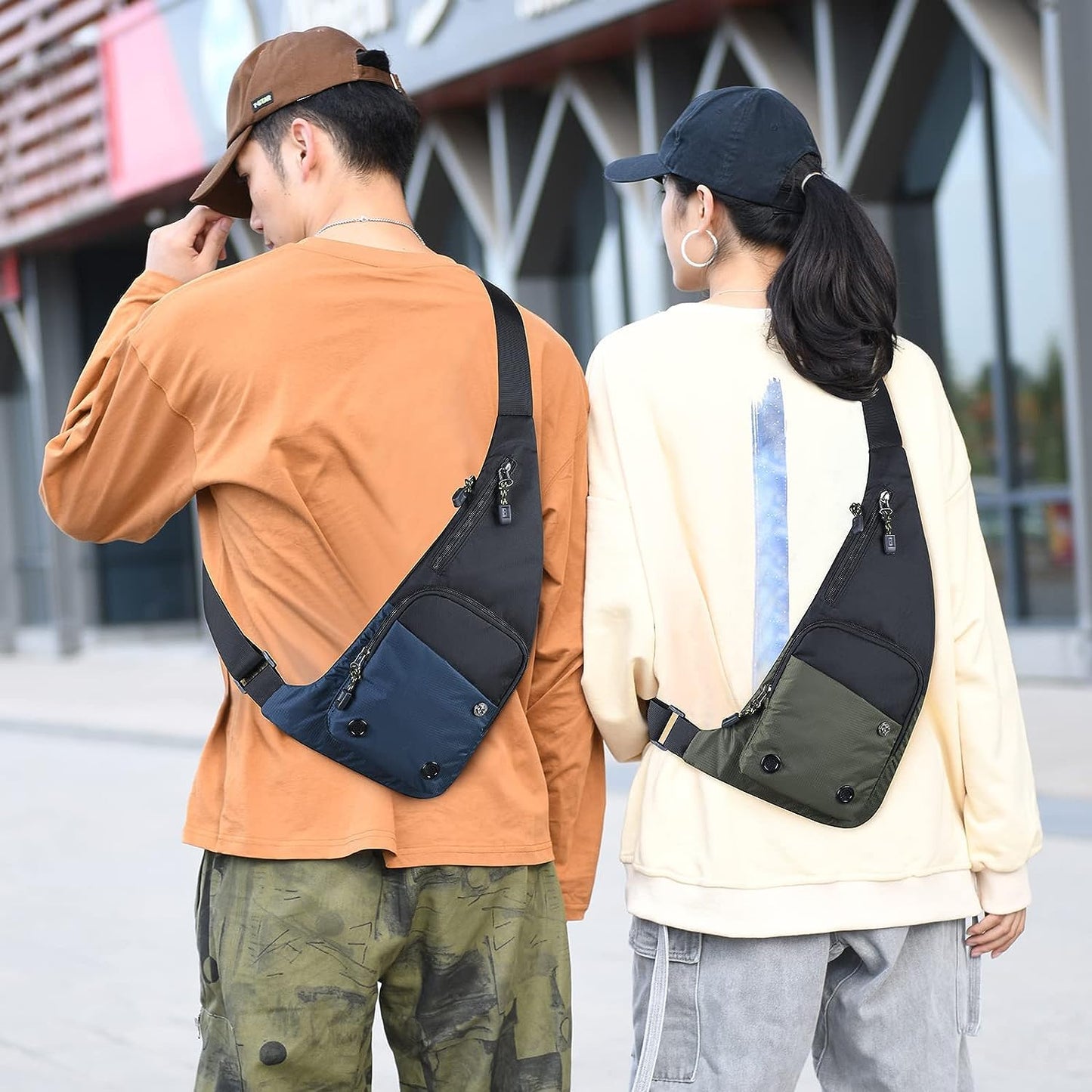 Peicees Small Sling Bag For Men Waterproof Crossbody Bag Man Purse Slim Chest Backpack Shoulder Bag For Travel Hiking