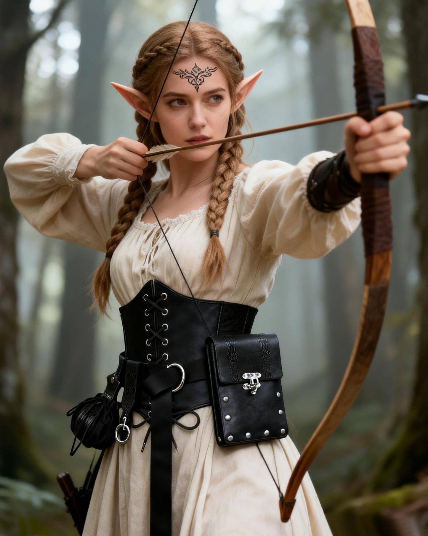 PARTTELY 5Pcs Corset Belt Renaissance Costume Women Pirate Accessories Lace-up Renaissance Corset with Belt Bag Pirate Costume Women for Cosplay