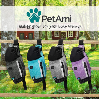 PetAmi Dog Fanny Pack, Treat Pouch for Dog Walking, Training, Built in Poop Bag Dispenser, Water Bottle Holder, Collapsible Bowl, Pet Treat Waist Belt for Hiking, Running, Kibbles (Camo Black)