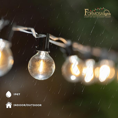 G40 26ft Indoor/Outdoor Clear LED Christmas String/Patio Lights with 25 Bulbs and E12 Base | 120V, 0.6W