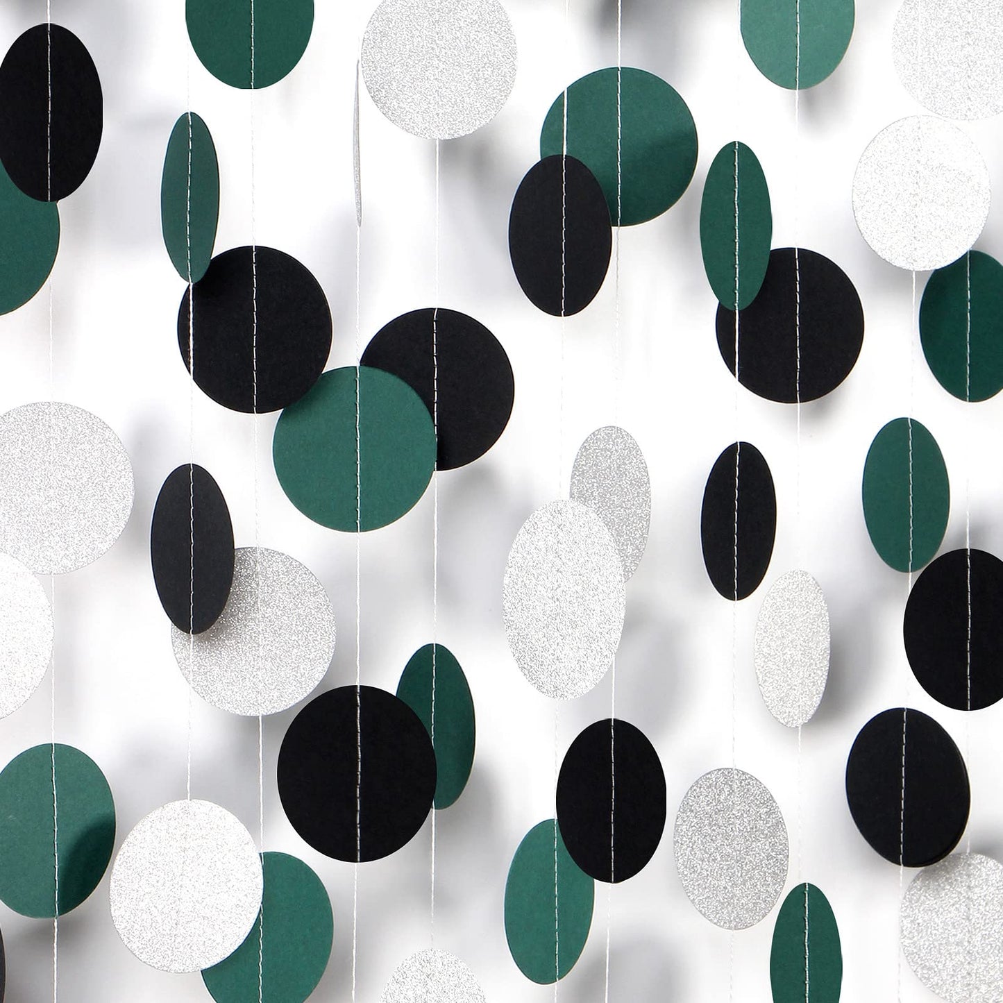 Black-Green Silver Party-Decorations Garland Streamers - 52Ft Graduation 2025 Hanging Paper Banner, Soccer Party Supplies Men Boys Birthday Spring Summer Jungle Theme Decor Backdrop Bunting Panduola
