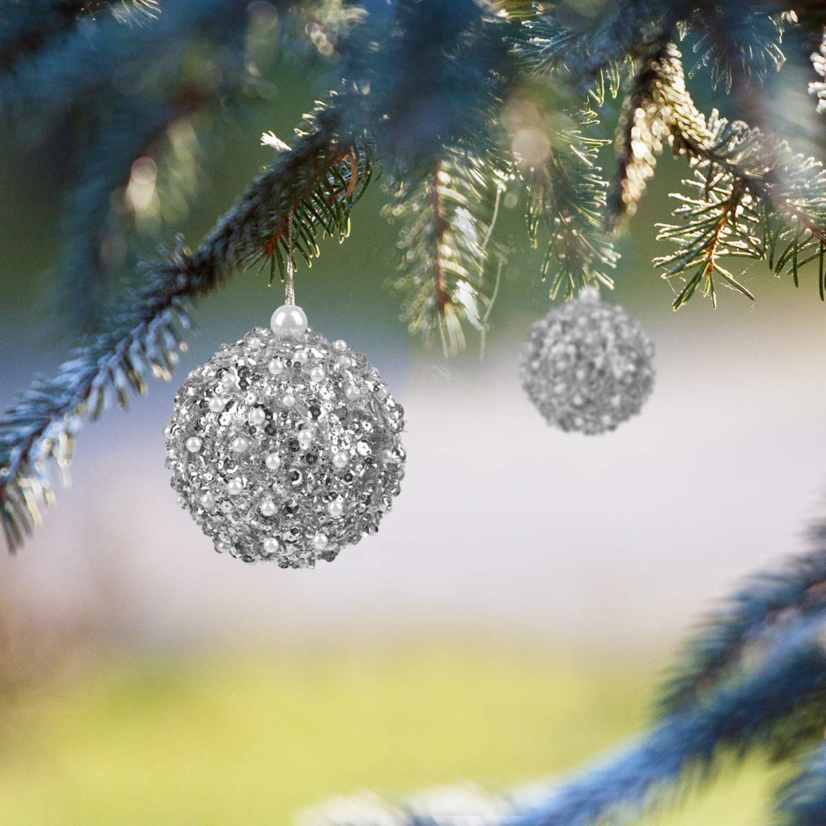 ZHANYIGY 4.25" Silver Shatterproof Christmas Ball Ornaments, 4pc Set for Xmas Trees and Holiday Decor