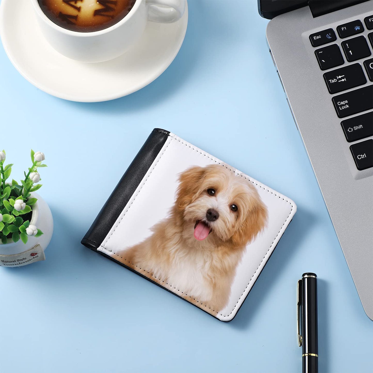 LEIFIDE 4 Pcs Sublimation Wallet Blanks for Men Heat Transfer Wallet Blank Sublimation Single Sided DIY Purse Slim PU Leather Bag with ID Windows Card Slots for Father's Day Gift Travel Work