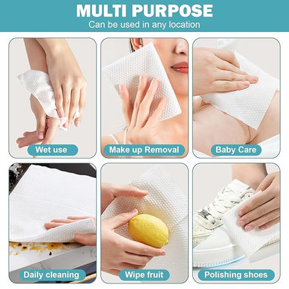 Disposable Face Towel 200 Count, Ultra Soft & Thick Washcloths, Biodegradable