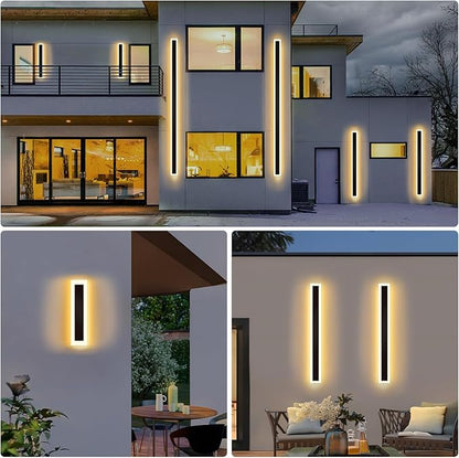 Modern Outdoor Wall Light 2 pack-23.64inch, 3000K Long Wall Lights for House/Porch, Waterproof IP65 Black Outside Led Wall Mounted Lighting Fixtures, 23.64in-2pack