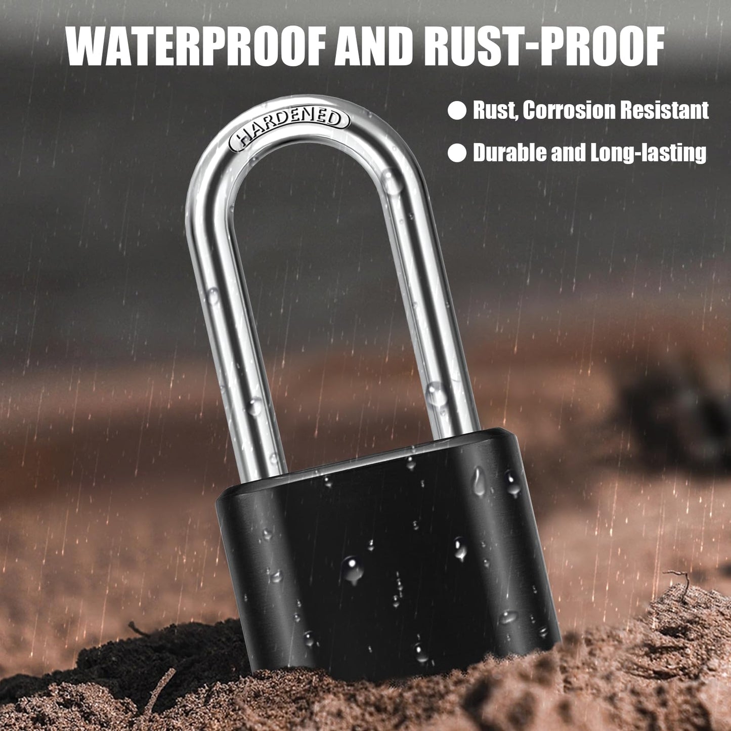 2.5in Long Shackle Combination Lock, Diyife Large Outdoor Weatherproof Padlock, Design of Hidden Password & High Security, Resettable Combination Lock for Locker, Home, School, Garage, Gate, Garden
