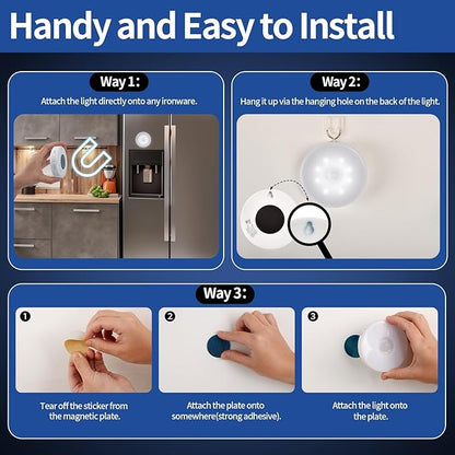 RGB LED Rechargeable Motion Sensor Light Indoor with Remote, Long-Lasting Battery, Bright & Dimmable, Stick-On Puck Night Light for Closet, Cabinet, Kitchen, Stairs, Shelves - Warm & RGB 2Pack