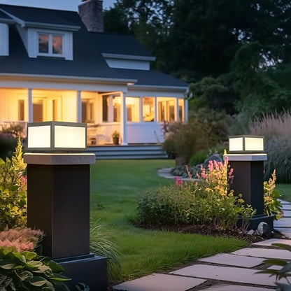 Outdoor Modern Post Light, Pillar Lights LED Fence Deck Cap Light Wired High Voltage,Outdoor Column Lights for Flat Surface Patio Garden Decoration with IP65 Waterproof E26 Bulb 10"x10"