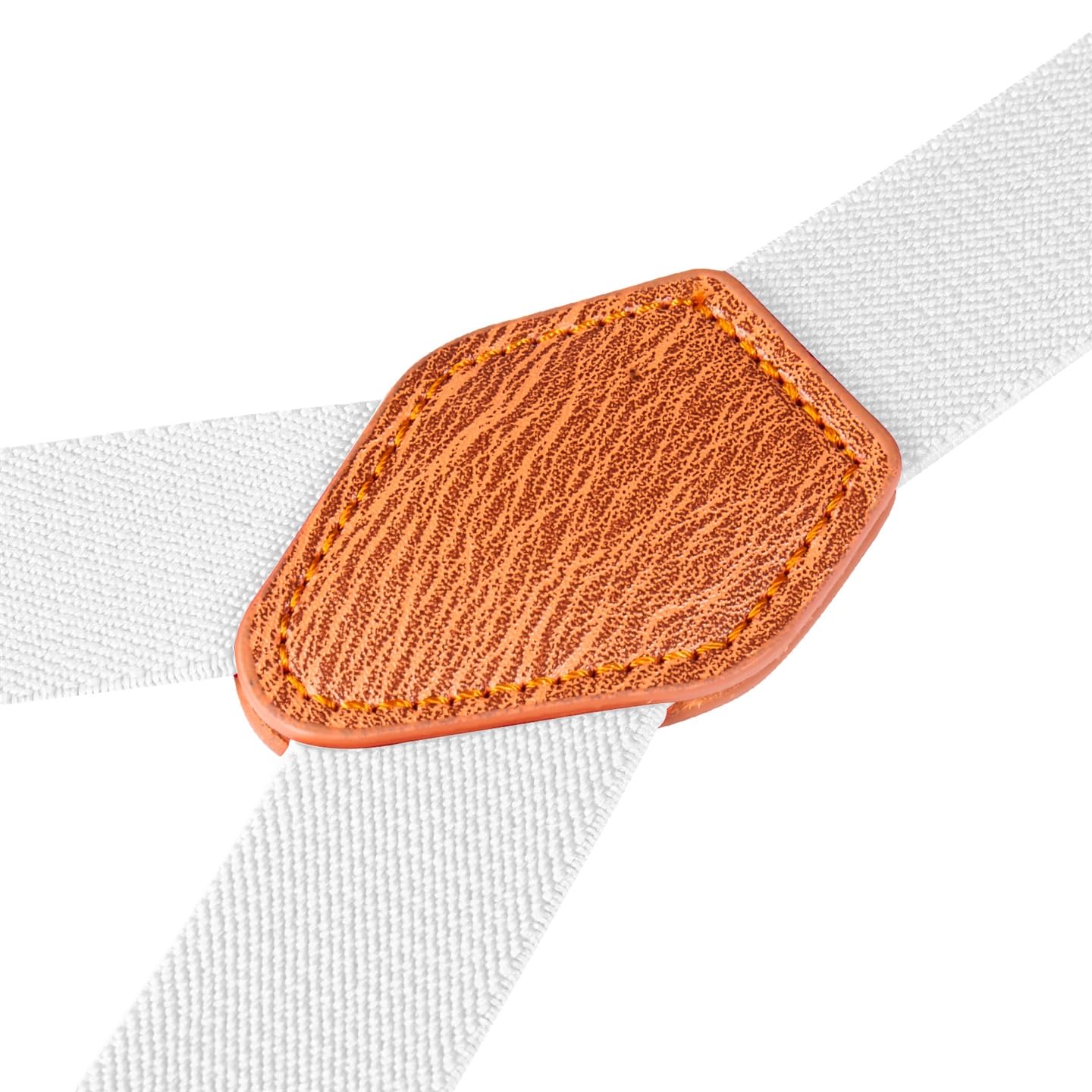 Buyless Fashion Adjustable Suspenders for Kids - 26" Elastic Straps 1" - Leather Y Shape Back - 5151 - White
