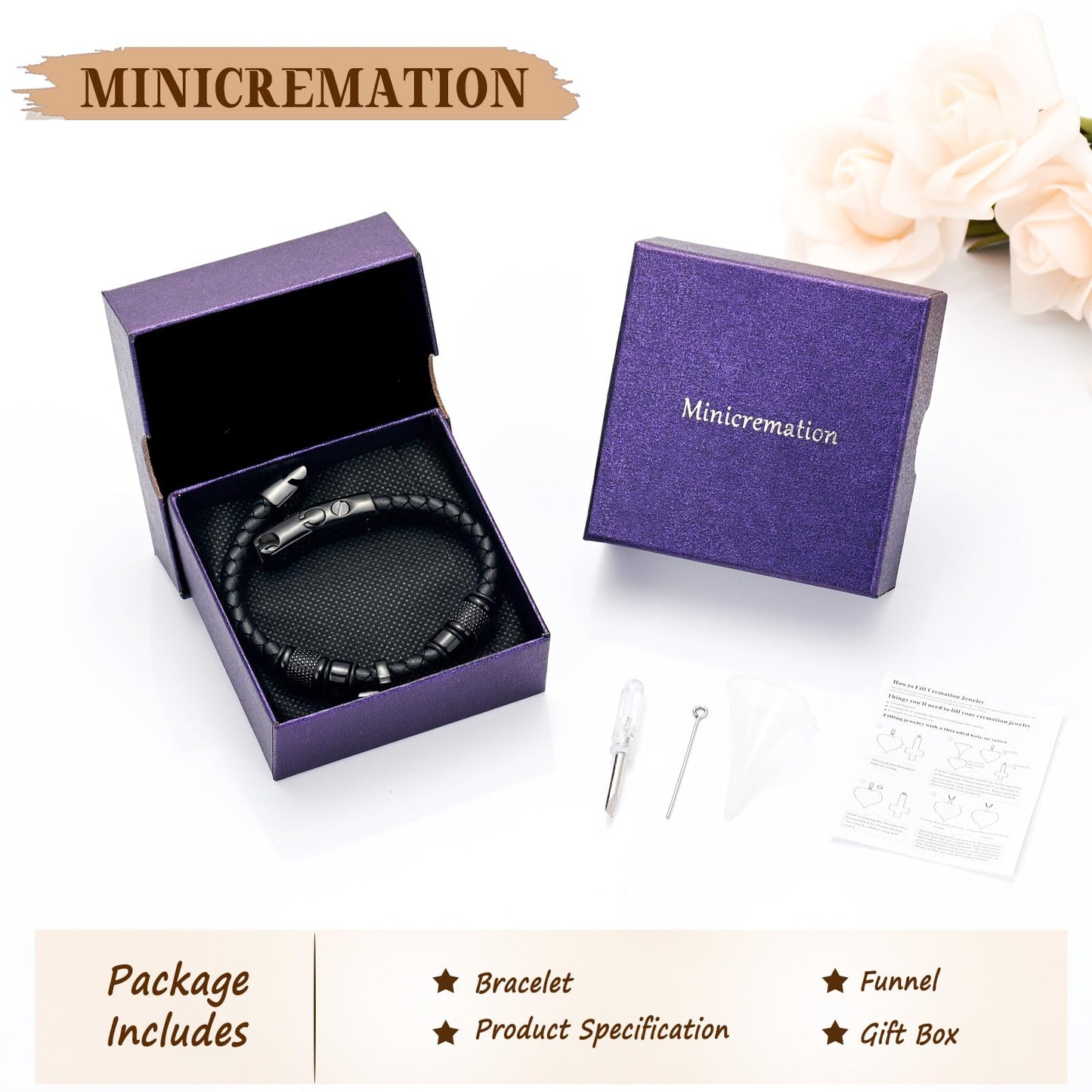 Minicremation Cross Cremation Jewelry Urn Bracelet for Ashes Genuine Leather for Women Men Keepsake Memorial Cuff Bangle Braided Wristband Bracelet for Men (Black-A, 20cm/7.87")