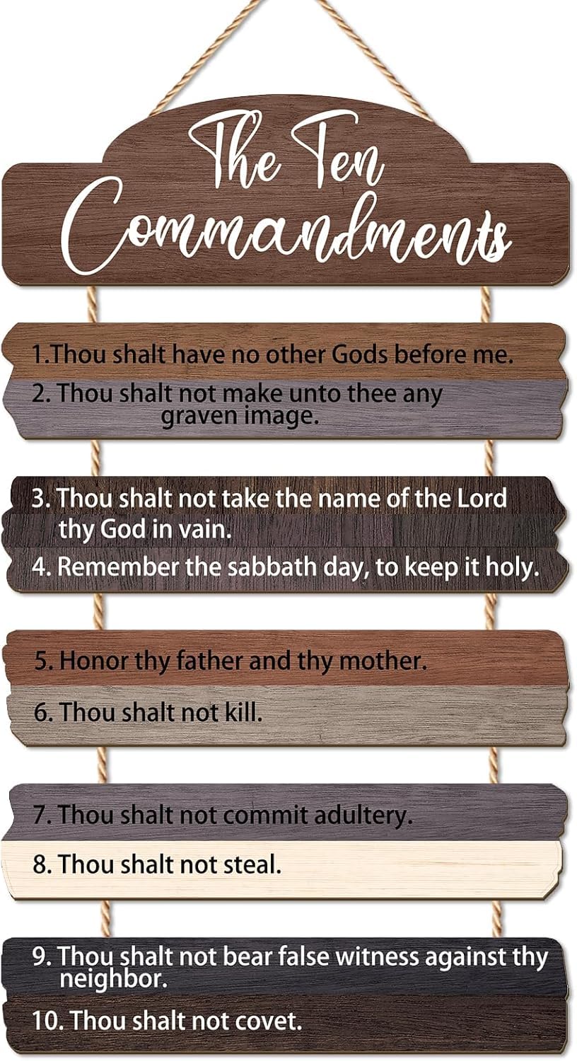 IARTTOP The Ten Commandments Wall Art Sign Rustic Christian Scripture Hanging Plaques Religious Bible Verse Front Door Decor for Home Church Christian Gifts