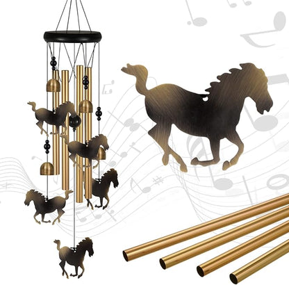 Bronze Horses Wind Chimes Decor, Portable Mobile Wind Catcher, Sympathy Wind Bells, Memorial Gifts for Mom, Housewarming, Blessing Windchime(Outside/Indoor/Home/Room/Porch/Tree/Yard/Garden Decorate)