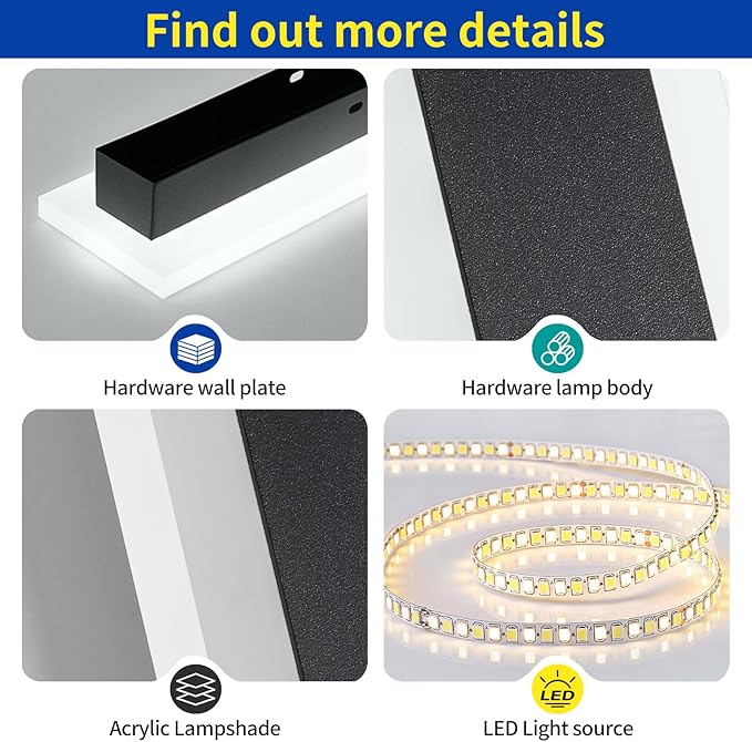 2 Pack 39.3inch Modern Linear Outdoor Wall Light, Outside LED Long Wall Sconce, 6000K Cold White, 36W, IP65 Waterproof, Black Exterior Lighting Fixture for House, Garage, Porch, Garden