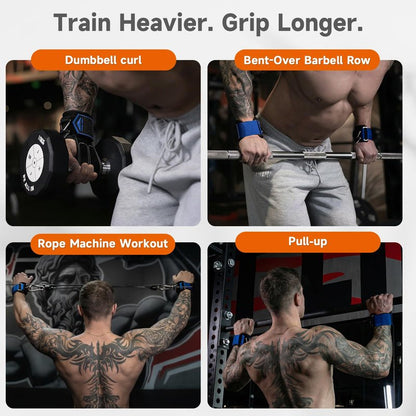 MOST GRIP Non-Slip Gym Wrist Sraps for Weightlifting, Double Rubber Weight Lifting Straps with D Rings for Cable Machine Workout, Wrist Wraps with Cushion Wrist Loop for Men Women Deadlift
