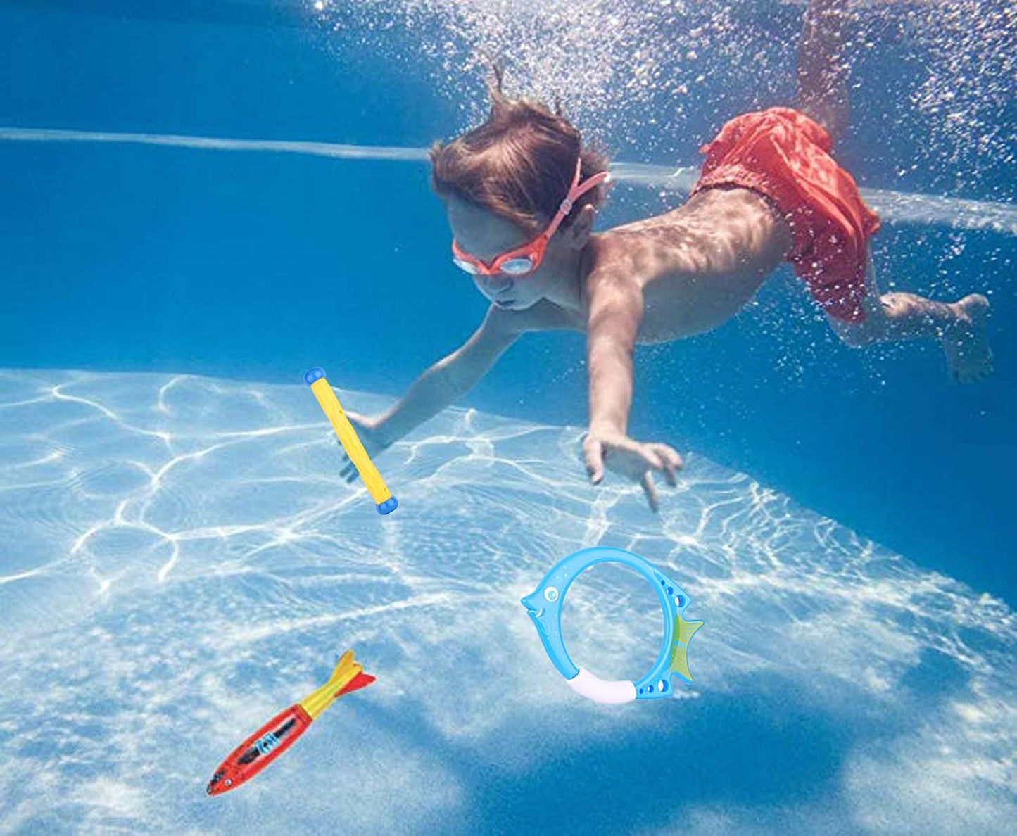 ZHFUYS Diving Pool Toy Underwater Swimming Throwing Diving Torpedo Shark,4 Pack