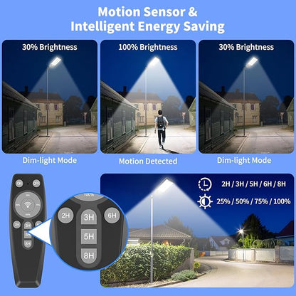 9000W Solar Street Lights Outdoor Waterproof, Commercial Grade 480000 Lumens Dusk to Dawn Solar Flood Light Motion Sensor, LED Solar Lights Outdoor with Remote Control for Parking Lot, Backyard