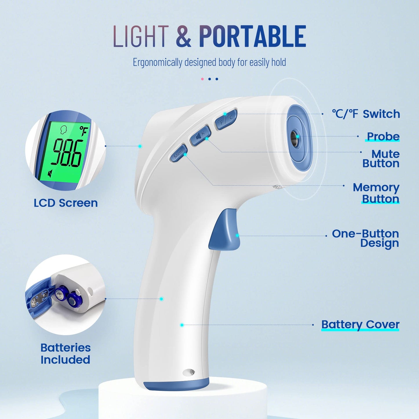 Forehead Thermometer for Adults and Kids, FSA HSA Eligible, Digital Baby Thermometer with Fever Alarm, Fast Accurate Results, Home Medical & Nurse Essentials