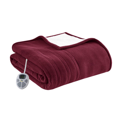 Serta Heated Blanket - Reversible Fleece to Sherpa Electric Blanket, Fast Heating, Auto Shut Off Timer, Multi Heat Setting, ETL Certified, Machine Washable, Grey Full 84"x 77"