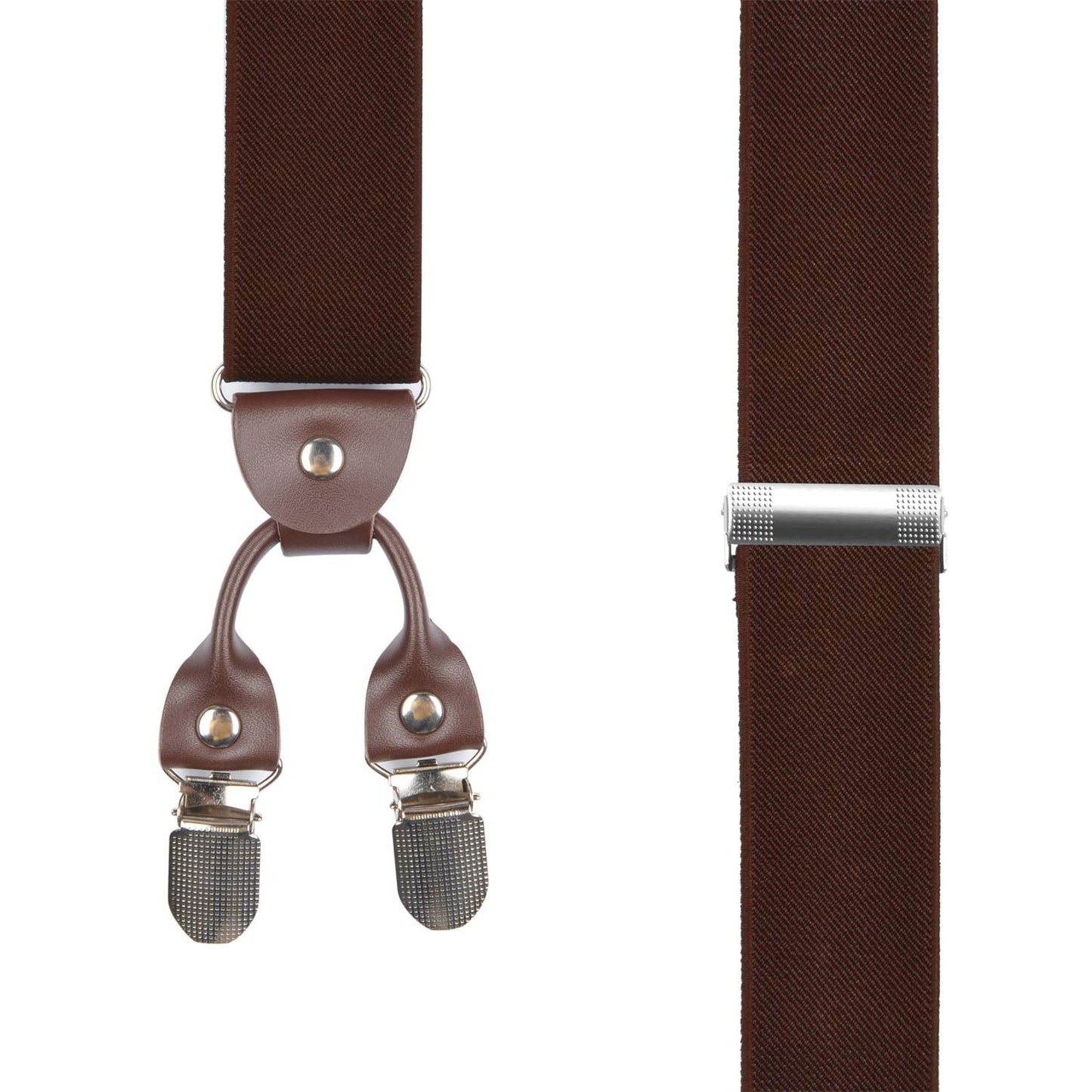 JASLEEN Mens 6 Clip Suspender Y-Back Adjustable Heavy Duty Suit Brice for Casual Fomal Wedding Business (coffee)