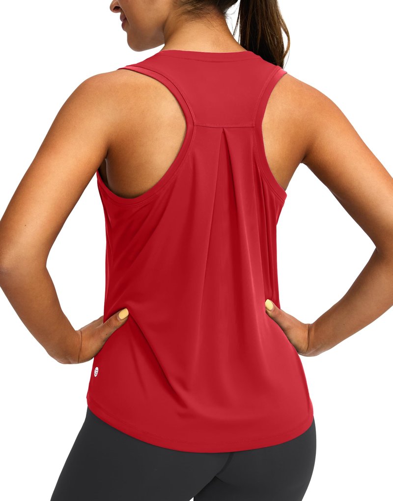 Women's Workout Tops Racerback Athletic Tank Tops Sleeveless Loose Fit Yoga Running Gym Shirts for Women(Red,XL)