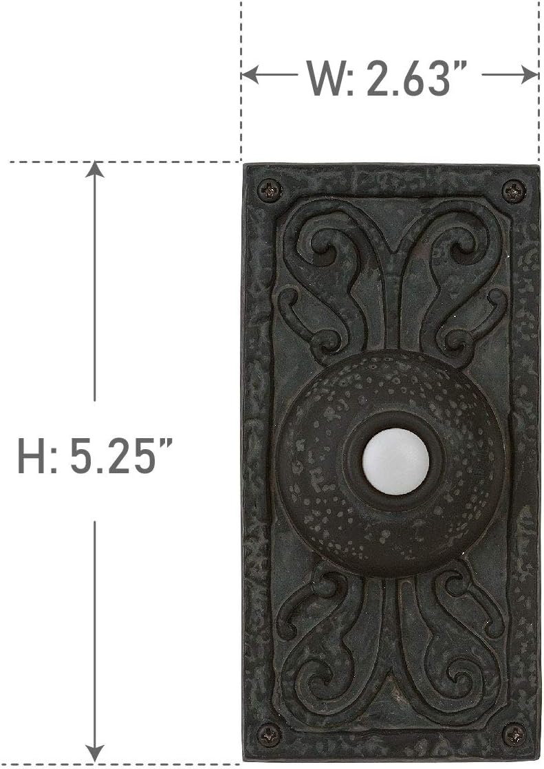Craftmade PB3037-WB Designer Surface Mount Lighted Doorbell LED Push Button, Weathered Black (5.25"H x 2.63"W)