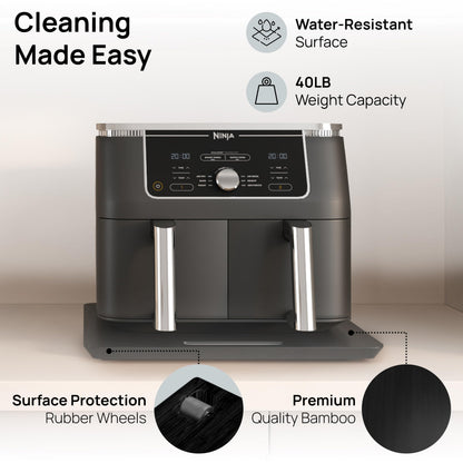 Ibyx Elegant Round Sliding Tray for Your Pressure Cooker, Air Fryer & Heavy Kitchen Appliances - Sturdy, Slides Easily from Under The Cabinet (Natural, 13”)