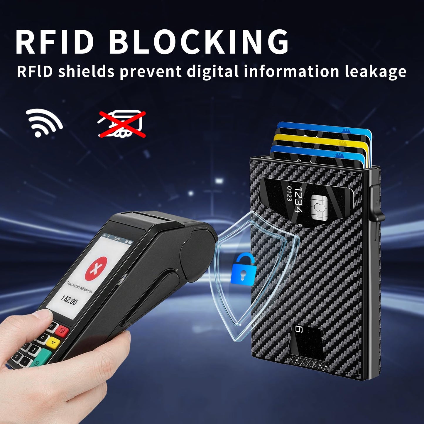KISUEDZP Men’s Wallet with RFID Blocking | Tri-Fold Front Pocket Design | 12 Card Slots, 2 ID Windows & Cash Slot | Aluminum Card Ejector | Durable & Lightweight Men’s Accessories (Carbon)
