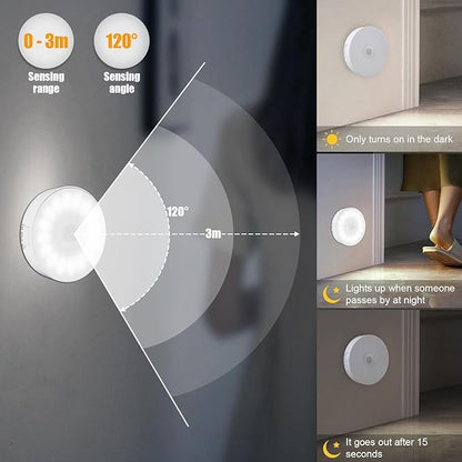6 Pack Motion Sensor Light Indoor [Upgraded 14 LEDs], USB Rechargeable Night Light, Long Last Battery & 3 Light Modes, Wireless Magnetic Nightlight for Closet, Stairs, Hallway - Cold White