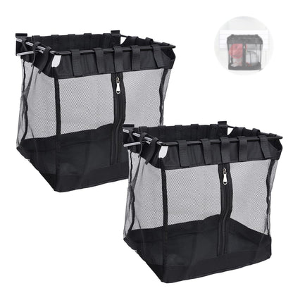 2Pcs Large Slatwall Baskets Mesh Slatwall Baskets with Zipper Mounted Storage Baskets Hanging Slatwall Accessories for Shops Rooms Storage Display Organizing(16 * 12 * 16inch)