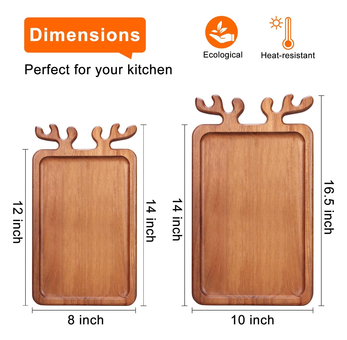 Renawe Decor Christmas Appetizer Platter for Xmas Charcuterie Board Wood Tray Kitchen Xmas Decoration Wooden Cheese Board Serving Dish Dessert Plate Reindeer Cookie Platters Gift