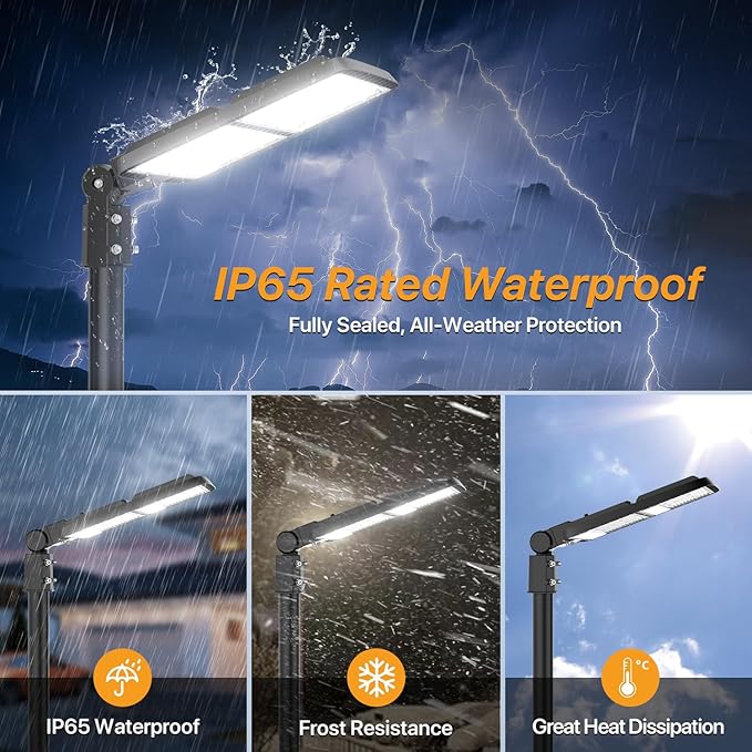 400W LED Parking Lot Light Slip Fitter Mount with Dusk to Dawn Photocell 110V/120V Pole Flood Lights 5000K Street Light IP65 Waterproof Commercial Area Lighting for Parking Lot, Stadium