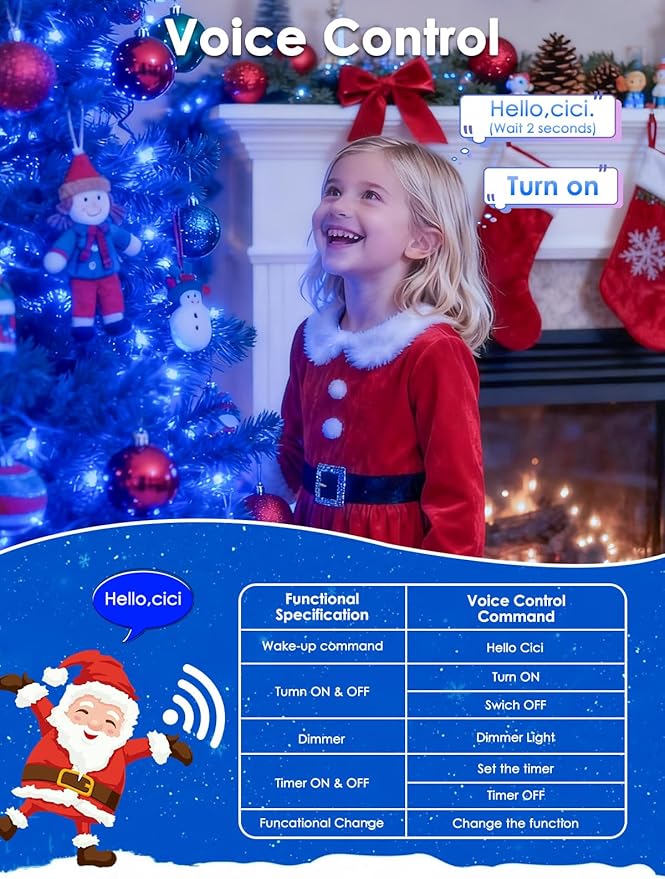 Voice Control Connectable 2PK 164FT 400LED Christmas String Lights Indoor Outdoor with Remote | Smart Twinkle Fairy String Lights 12 Modes & Timer for Xmas Tree Decor (Blue)