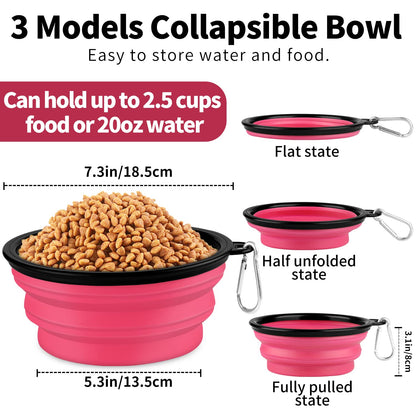 Collapsible Dog Bowls-2 Pack Large Size for Large/Medium Dogs, Pet Travel Water Bowl, Dogs Cat Portable Water Bowl, Dog Pet Feeding Watering Dish Outdoor Hiking Parking Traveling with 2 Carabiners