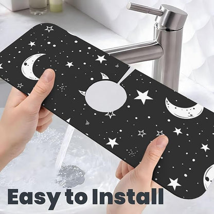 Faucet Draining Mat For Kitchen Sink, Moons Stars White Diatom Mud Absorbent