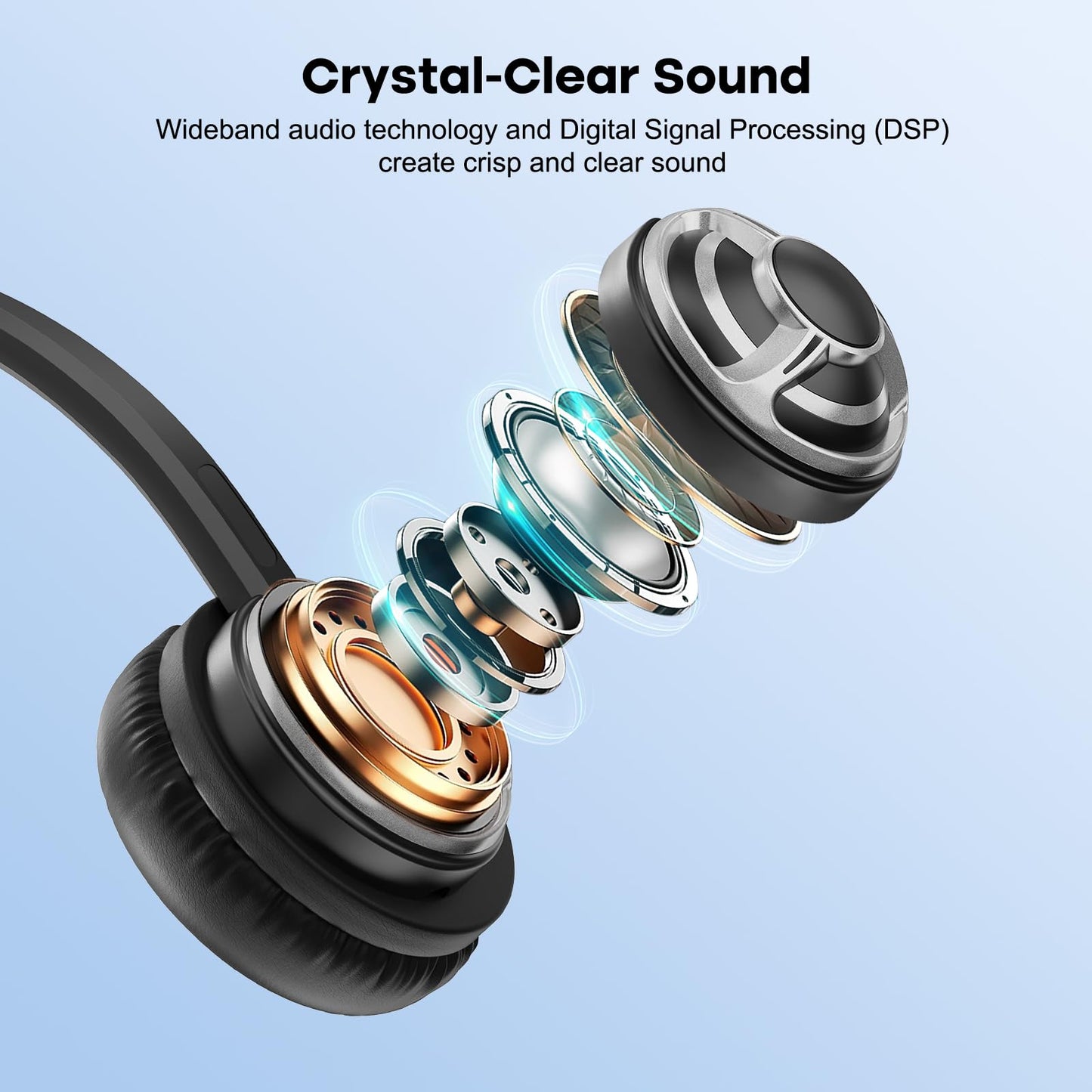 MKJ USB Headset with Microphone for PC, Computer Headset with Noise Cancelling Mic for Call Center and Office, Wired Headphones for Laptop UC Platforms Business Ms Teams Zoom Webex Facetime