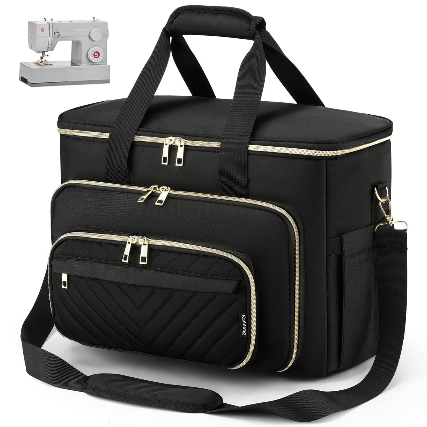 kadilong Sewing Machine Case with Multiple Storage Pockets&Removable Pad for Accessories, Universal Carrying Tote Sewing Machine Storage Bag Compatible with Most Standard Singer, Brother, Janome